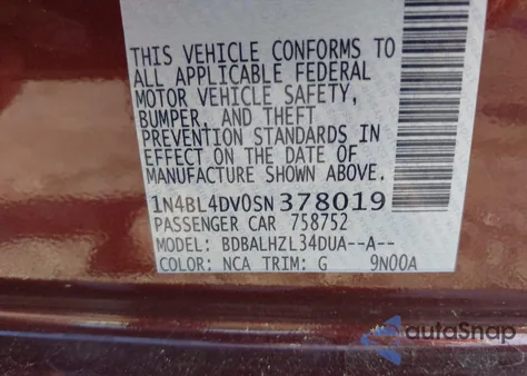 2025 Nissan Altima Sv from USA, damaged, VIN 1N4BL4DV0SN378019